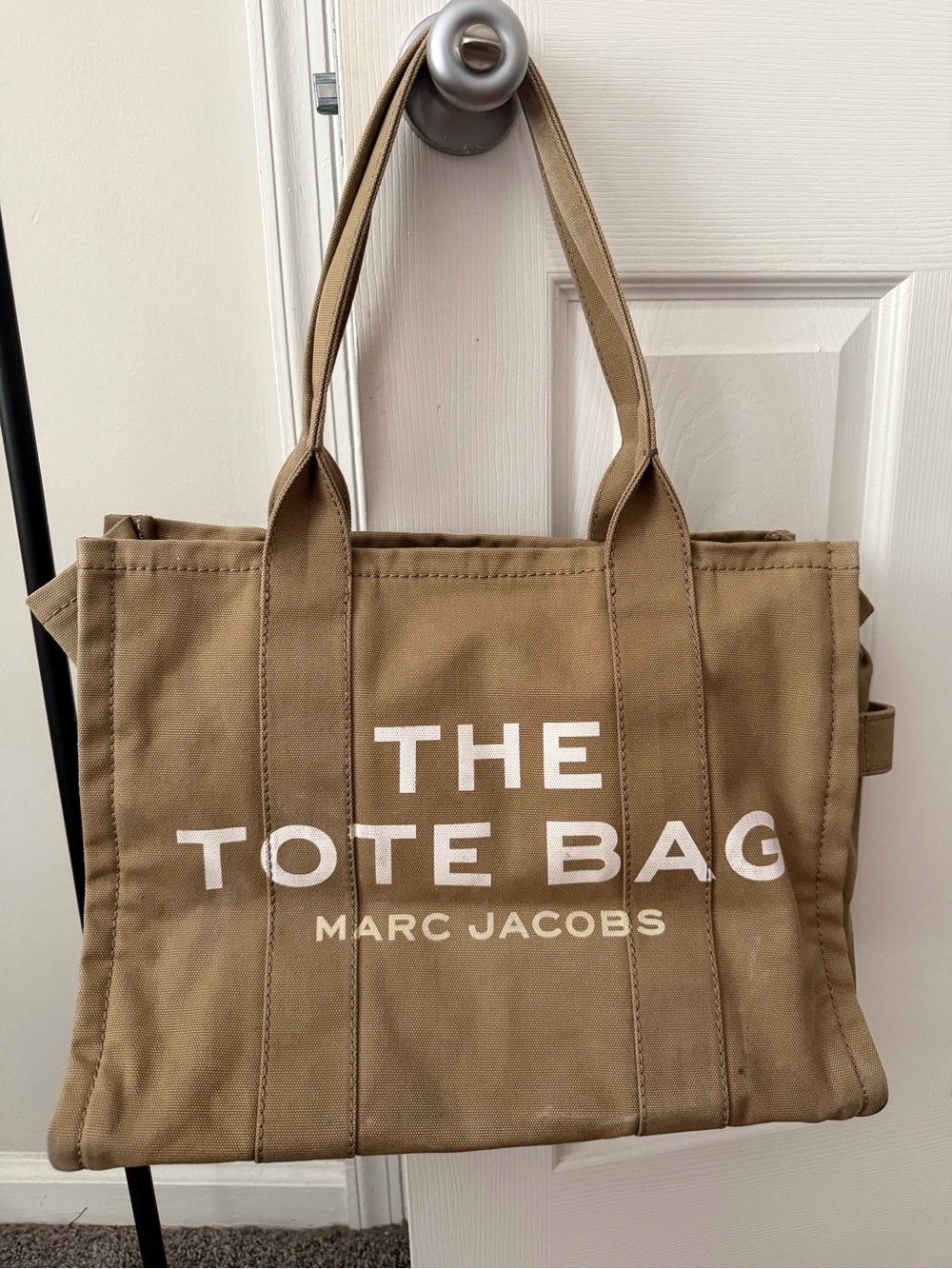 Marc Jacobs Khaki Canvas Tote with White Logo